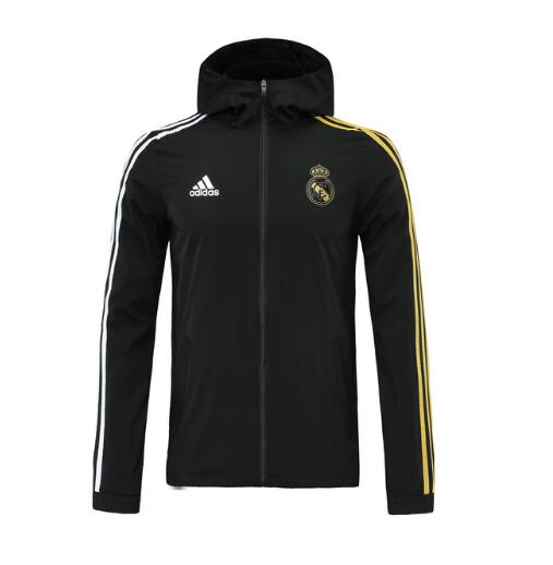 Real Madrid Black Yellow Hoodie Windbreaker Jacket 2020/21